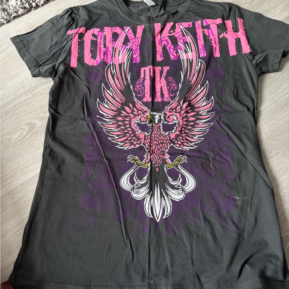 Tultex Black Tee with Pink Accents